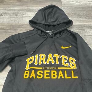 Nike Dri Fit MLB Pittsburgh Pirates Black‎ Mens S Pullover Baseball Hoodie EUC